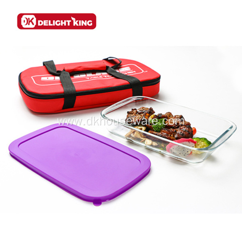 Customized Rectangular Glass Baking Pans Set with Bag